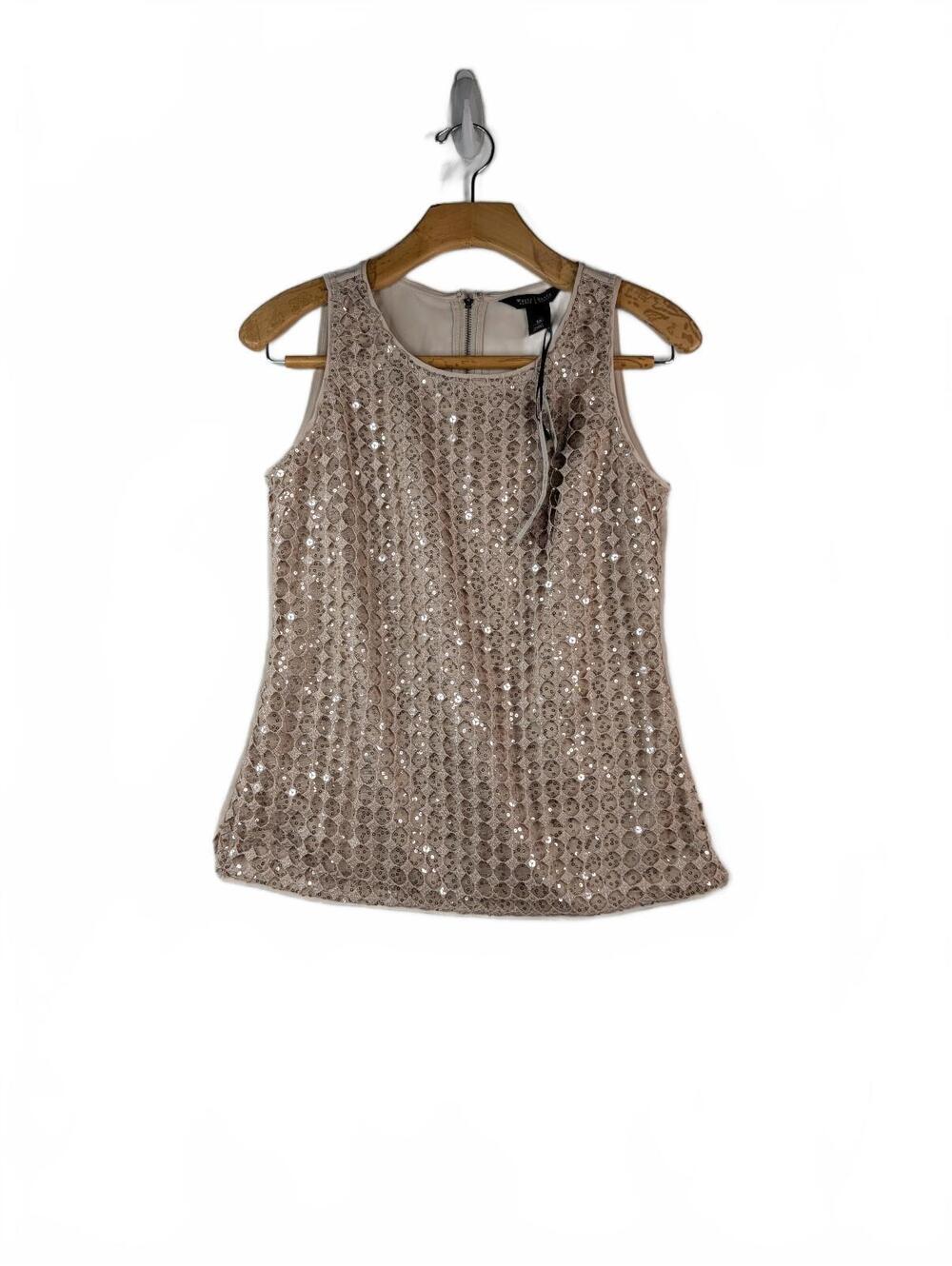 NWT White House Black Market Gold Sequin Sleeveless Tank Top XS